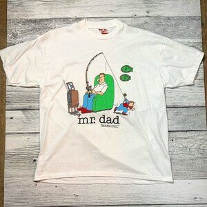 Vintage Jim Benton Mr.Dad Shirt Fishing 80's Parenting Novel Teez